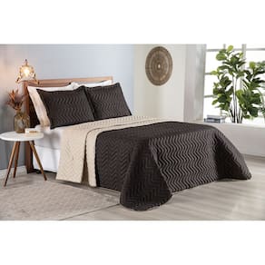 Colcha Cobre Leito Cama King 3 pç Dupla Face Duas Cores Acolchoado Microfibra