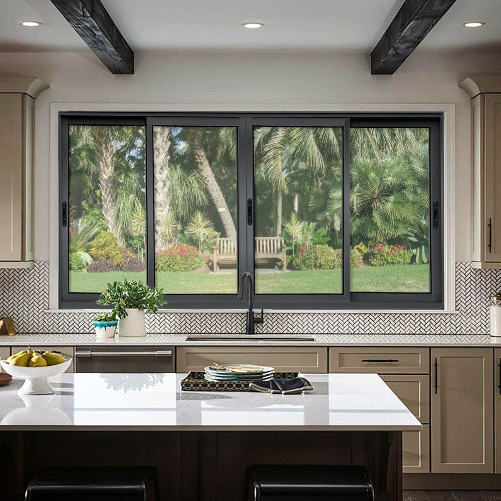 Janela Elite 4 Folhas Moveis 120 X 150 Vidro Liso Preto