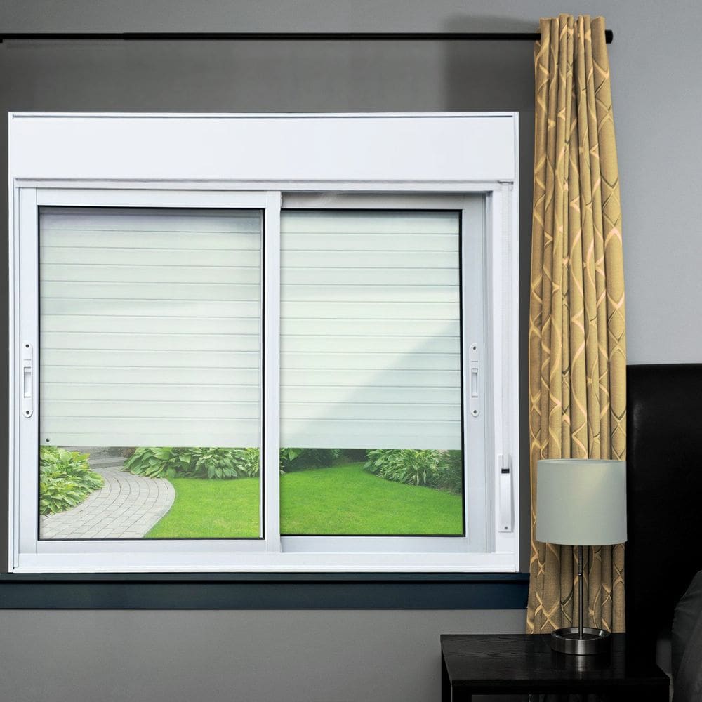 Janela Elite 2 Folhas Moveis com Persiana Integrada 100 X 120 Vidro Liso Branco