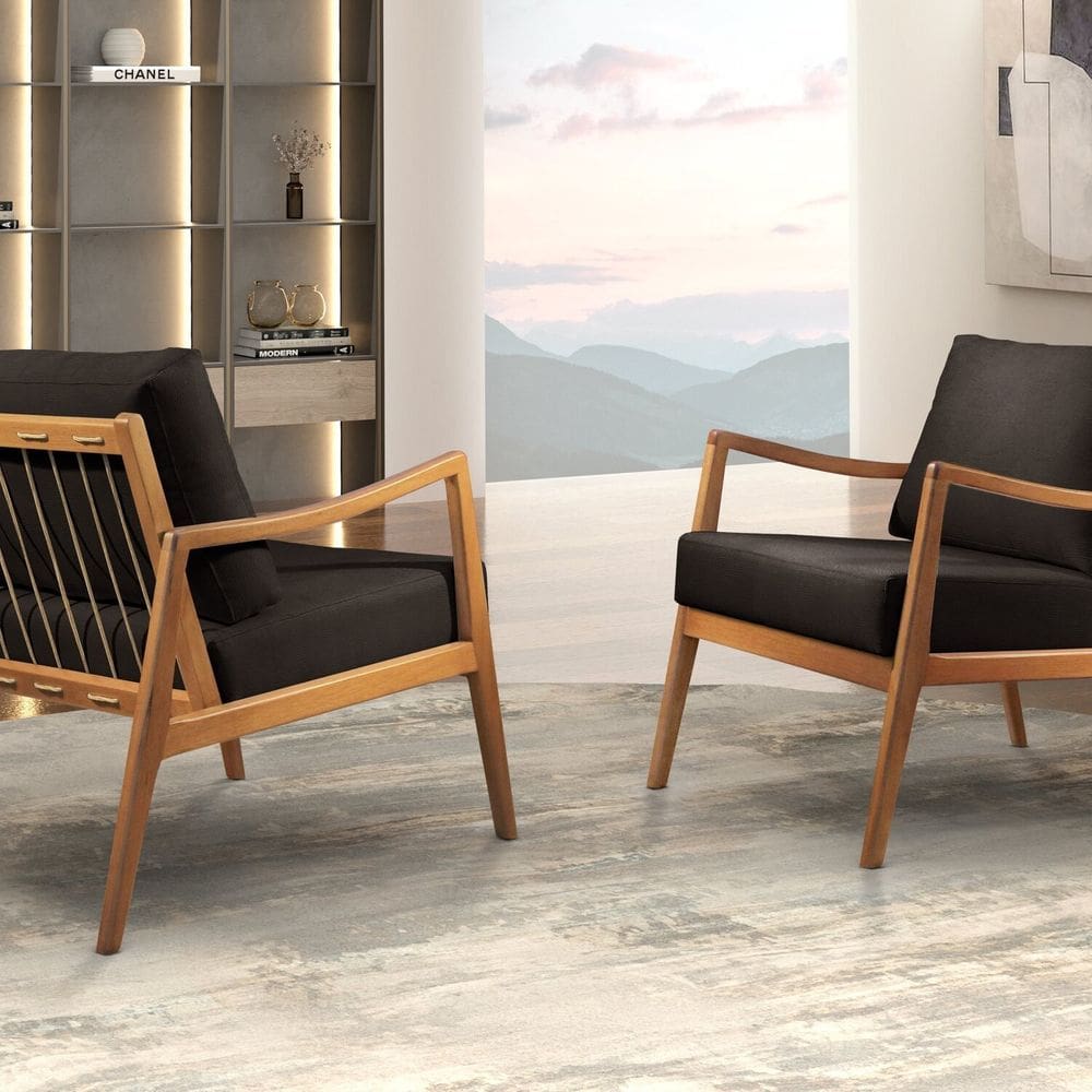 Poltrona Madeira Maciça Giulia Luxo Preto