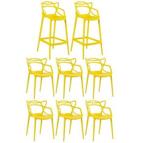 6 Cadeiras + 2 Banquetas Altas Masters Allegra Amarelo