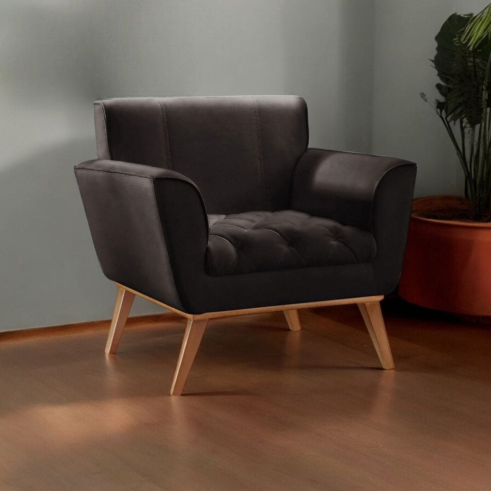 Poltrona Madeira Maciça Lyz Luxo Preto