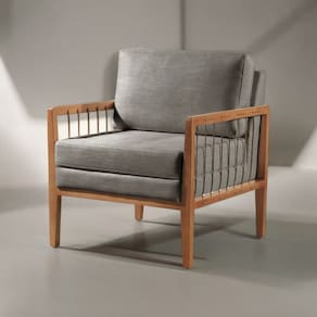 Poltrona Decorativa Gael Madeira Maciça Cinza