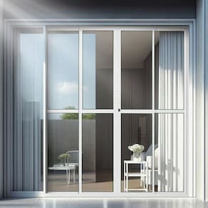 Porta de Correr de Aluminio 210x200cm 2 Folhas Moveis e 2 Folha Fixa Branco