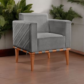Poltrona para Sala de Estar Madeira Maciça Delly Cinza