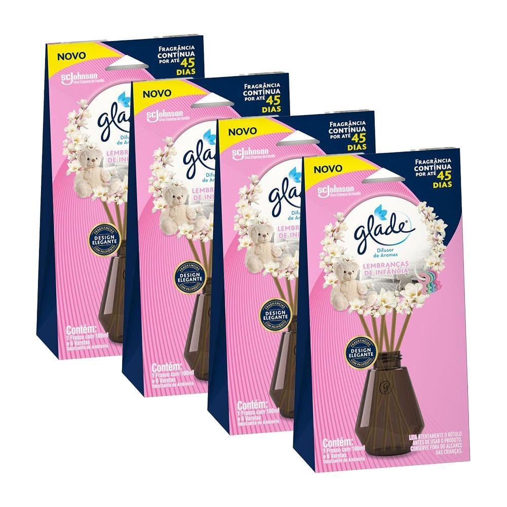 Kit 4 Difusor de Ambiente Glade Lembranças de Infância 100ml cada
