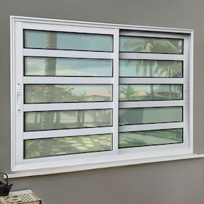 Janela Elite com Travessas 2 Folhas Moveis 100 X 200 Vidro Liso Branco