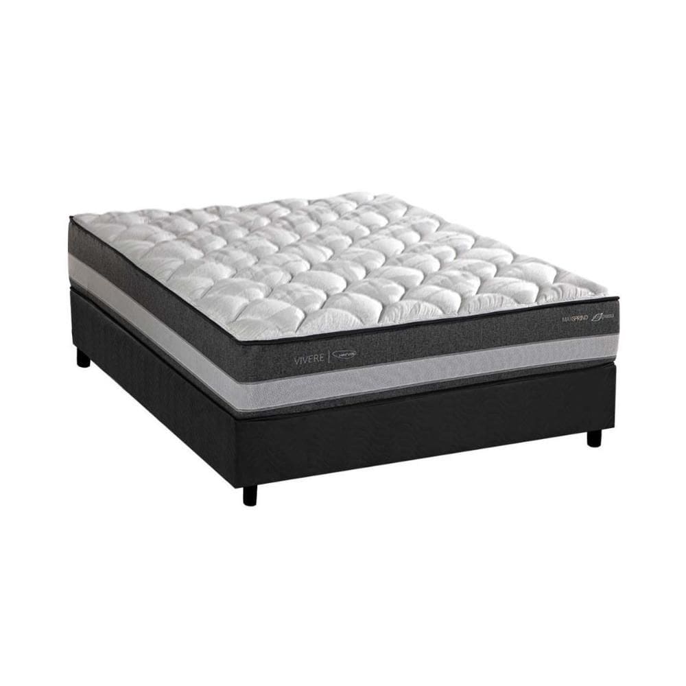 Conjunto Box Casal: Colchão Molas Herval Maxspring Minsque C1625 + Base CRC Suede Gray(138x188x27)