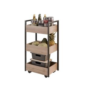 Carrinho Gourmet Auxiliar para Cozinha 3 Prateleiras Zane Preto M12 - D`Rossi