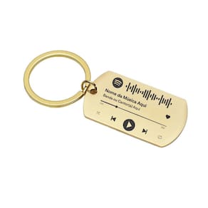 Chaveiro Luxo Inox A Laser Com Simbolo Do Spotify