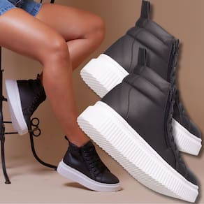 Kit 2 pares Tenis Feminino Com Sola Anti-Derrapante - 2 Pares de Coturno Feminino Preto.