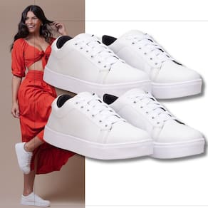 Kit De Tênis Femininos Casuais Branco Estilo Descontraído E Confortável Em Qualquer Ocasião.