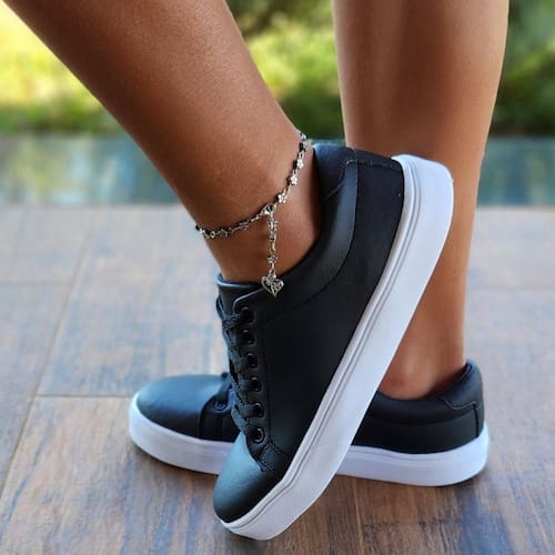 Tenis Feminino Preto Sapato Casual Feminino Casas Bahia