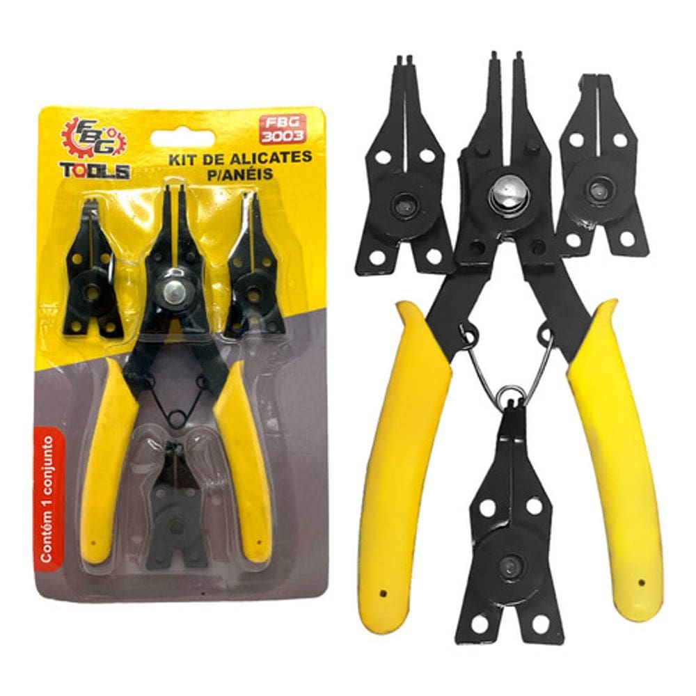 Kit Alicates Aneis Elasticos 4 Cabeçotes Intercambiaveis