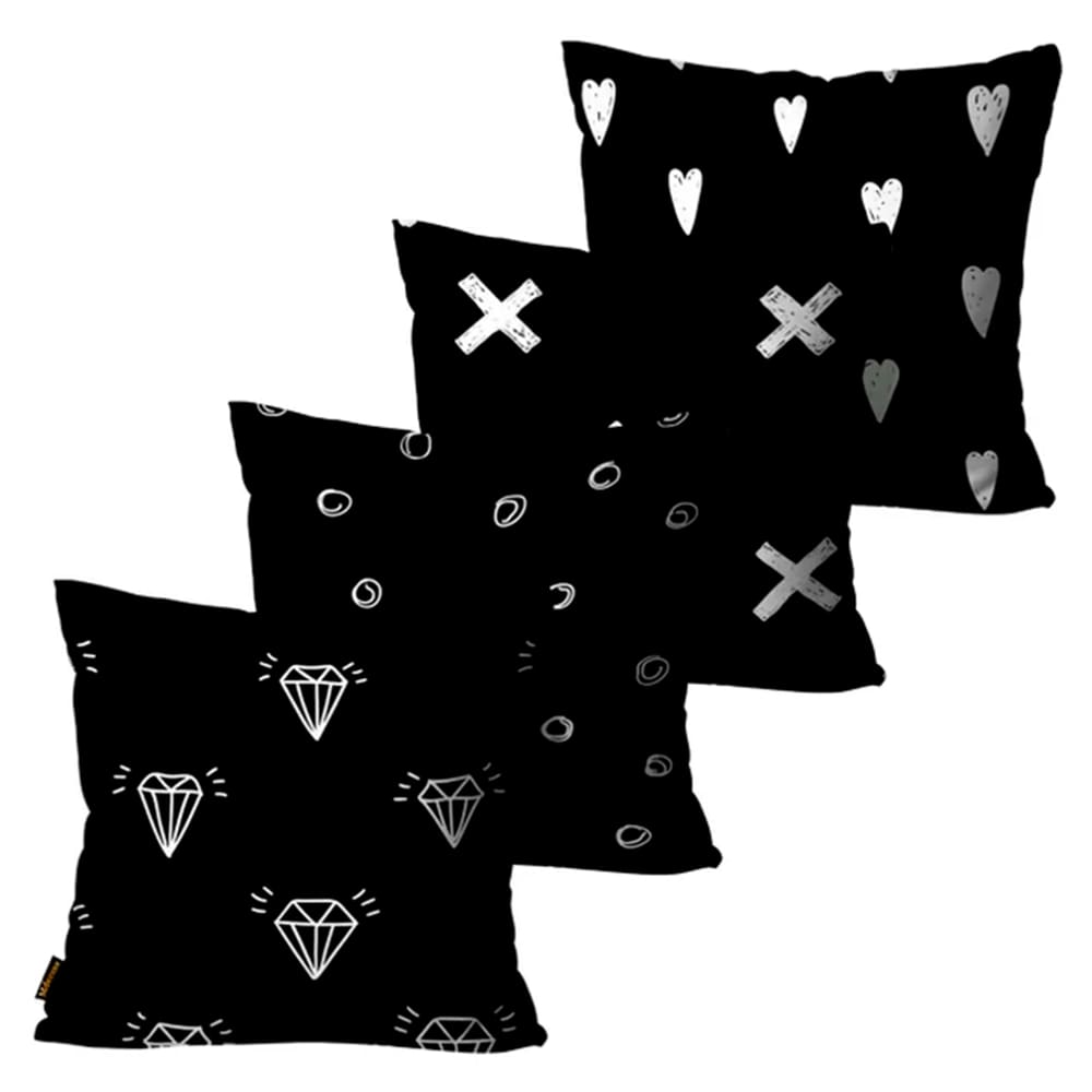 Kit com 4 Capas para Almofadas Decorativas Abstratas 45x45cm
