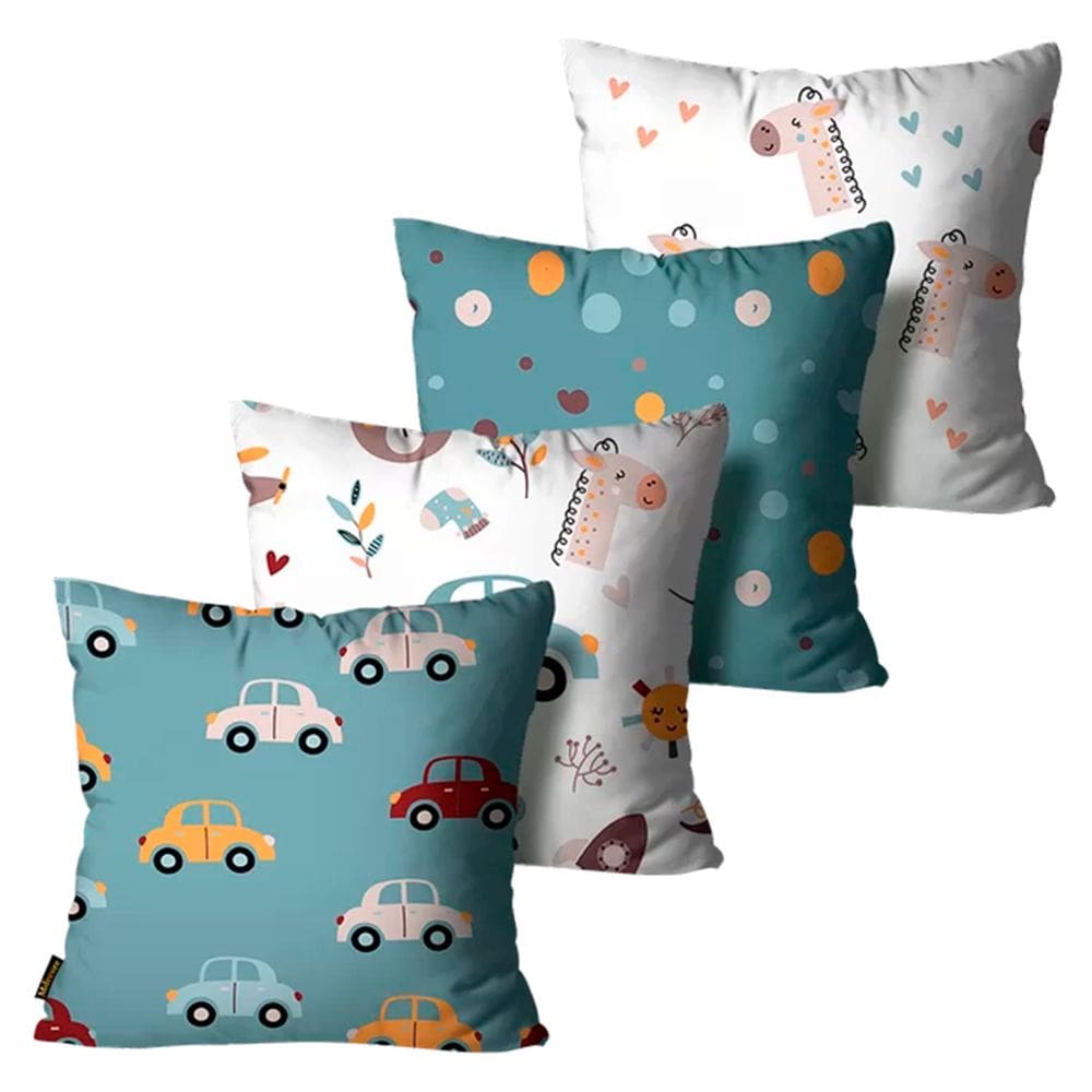 Kit com 4 Capas de Almofadas Infantil Boho Colorido - 45x45cm