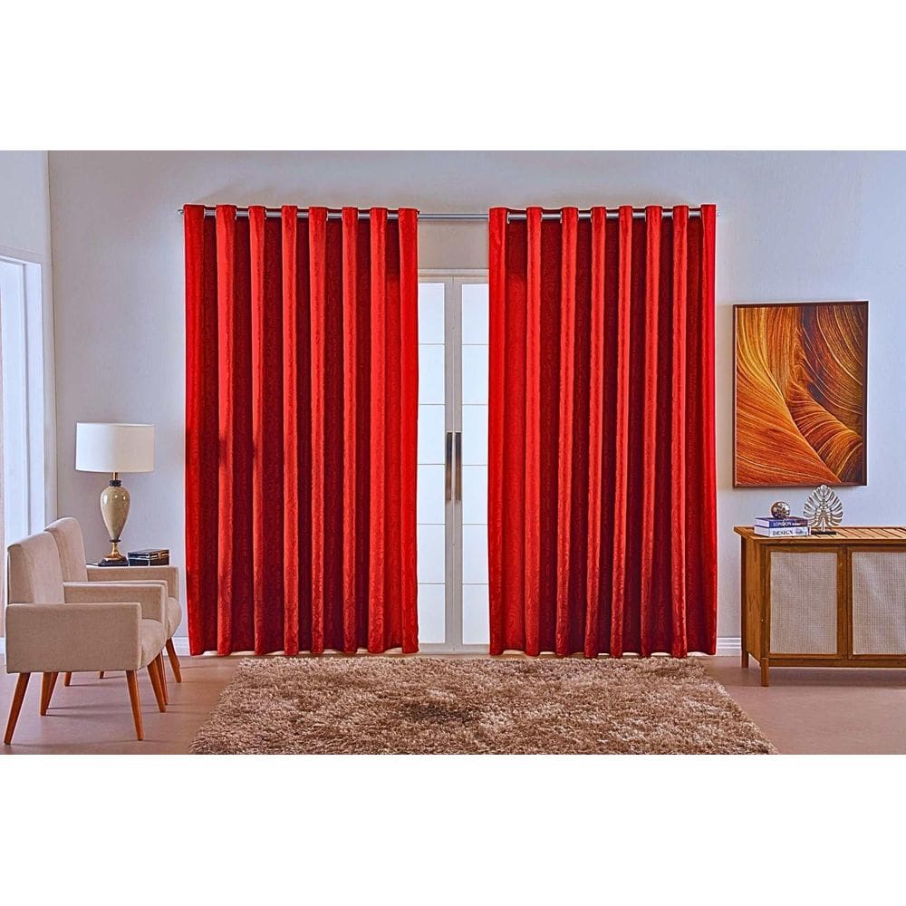 Cortina Sala Quarto Decoraçao Jacquard Em Tecido 5,00X2,80