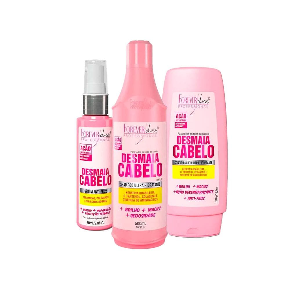 Kit Desmaia Cabelo Forever Liss Shampoo 500 ml Cond e Sérum