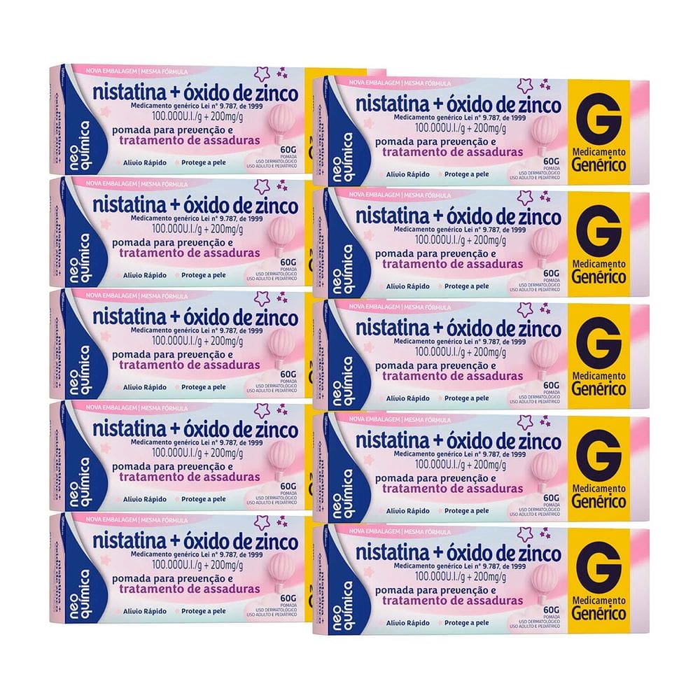 Kit 10 und Nistatina + Oxido De Zinco Pomada 60g