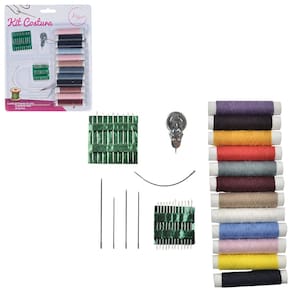 Kit Costura Agulhas e Linhas - Jogo de Agulhas e Linhas 39 peças - Agulhas e Linhas Kit Costura - PANAMI