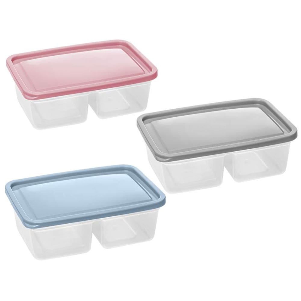 Pote Organizador Retangular Slim com Tampa e 2 Divisórias 1,1L - Pode ir no Freezer e Microondas- PANAMI
