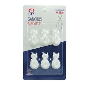 Kit 6 Ganchos Adesivo De Parede Cabide Gato Gatinho