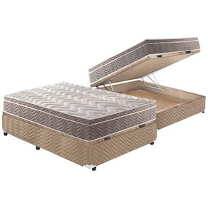 Cama Box Baú Casal: Colchão Espuma D33 Paropas / EP Confort Ultra Firme + Base CRC Suede Clean(138x188)
