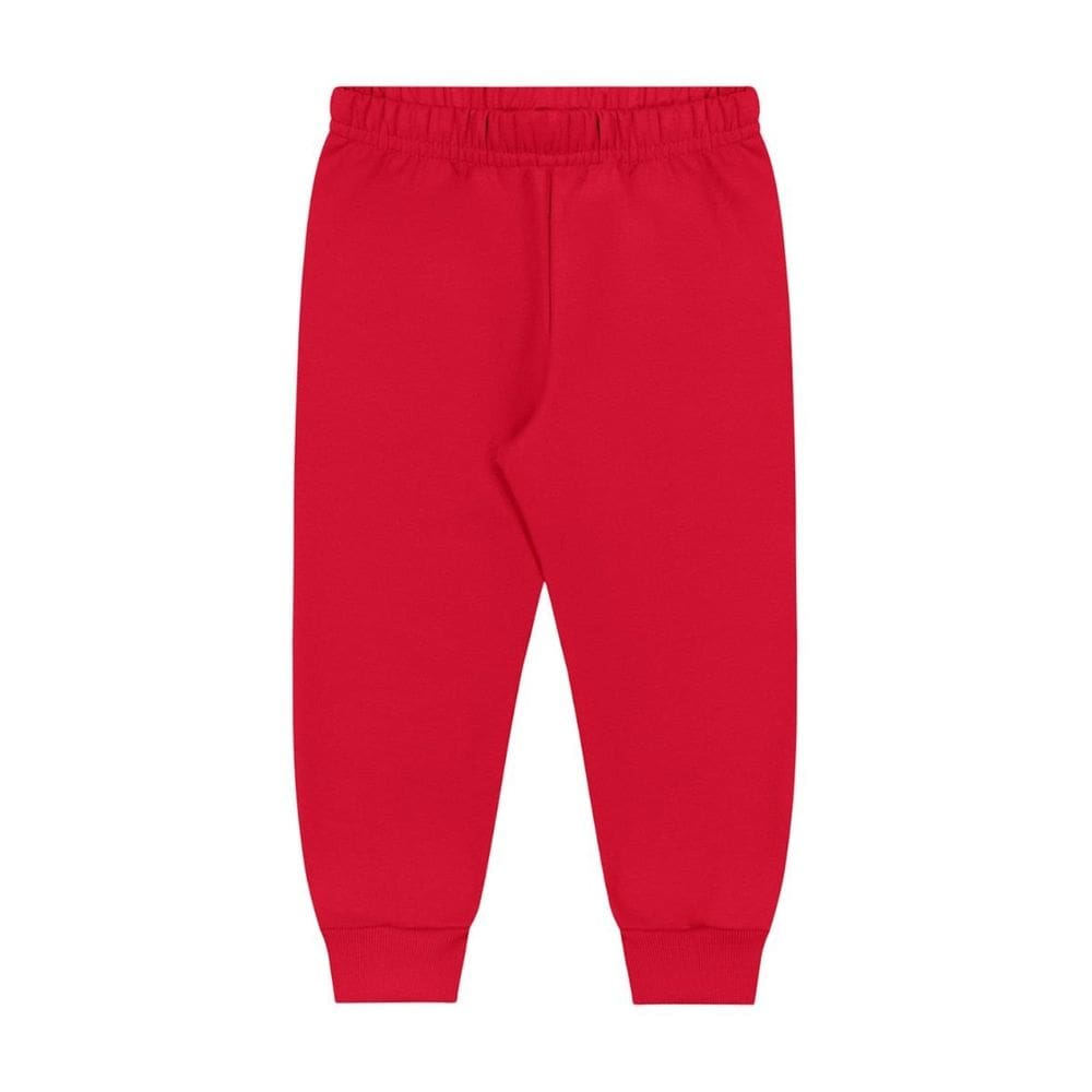 Calça Moletom Flanelado com Punho Infantil Menina Vermelho