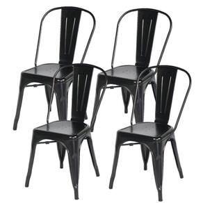 Kit com 4 Cadeira Tolix Iron Aço Carbono Industrial - Preto