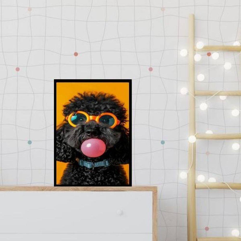 Quadro Poodle Bubble Gum 24X18Cm