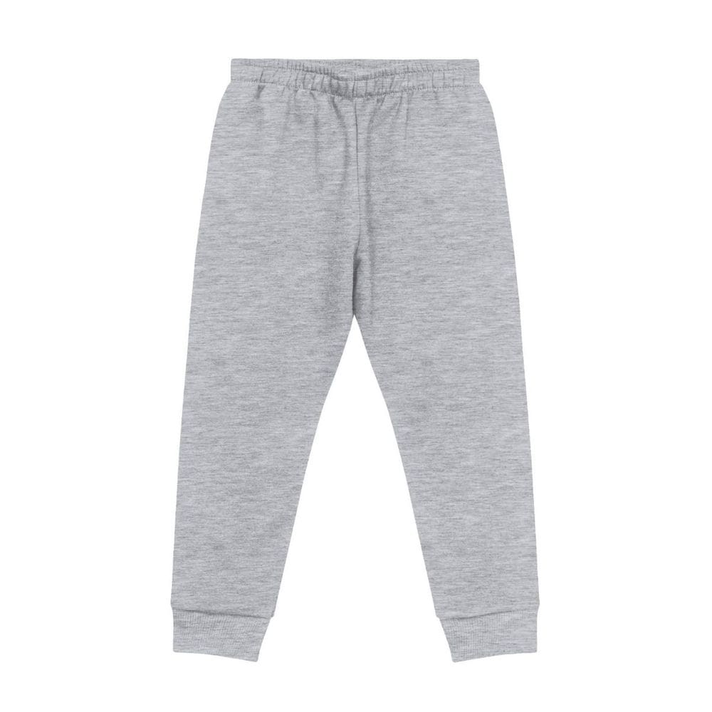 Calça Moletom Flanelado com Punho Infantil Unissex Cinza Mescla Kyly