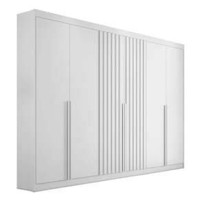 Guarda-Roupa Casal Ripado 6 Portas 6 Gavetas - Siena-Branco - Bianchi Móveis