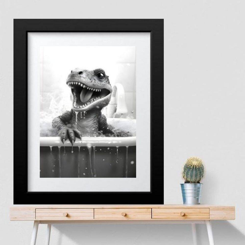 Quadro Banheiro Dinossauro - 60X48Cm