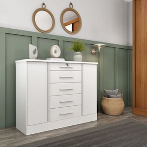 Cômoda para Quarto 2 Portas 5 Gavetas - Fortuna-Neve - Tcil Móveis