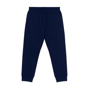 Calça Moletom Flanelado com Punho Infantil Unissex Azul Marinho Kyly