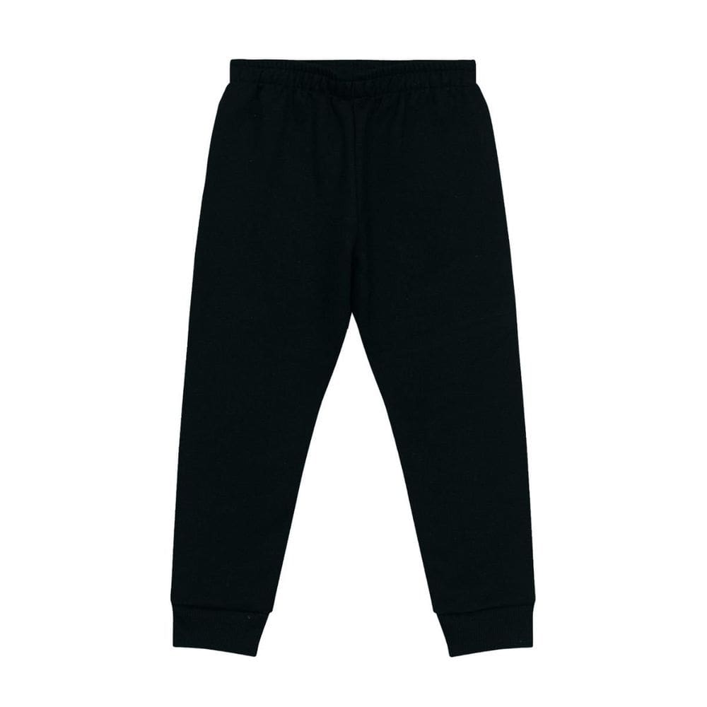Calça Moletom Flanelado com Punho Infantil Unissex Preta Kyly