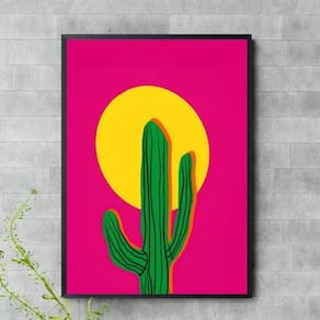 Quadro Decorativo Cacto Pink 45X34Cm - Com Vidro