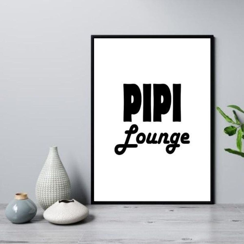 Quadro Para Banheiro - Pipi Lounge 24X18Cm - Com Vidro