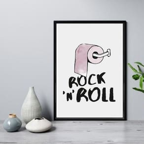 Quadro Para Banheiro Rock N Roll 45X34Cm - Com Vidro