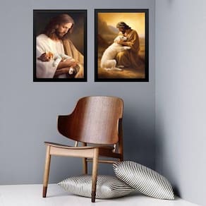 Kit 2 Quadros Clínica Veterinária - Jesus 45X34Cm - Vidro