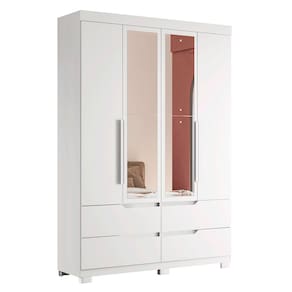 Guarda Roupa Doble Solteiro 4 Portas com Espelho Albatroz Moveis