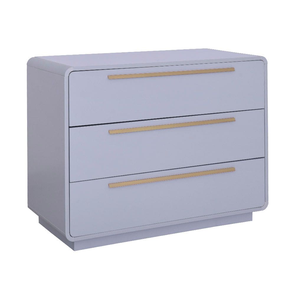 Cômoda Wave 3 Gavetas com Puxadores Dourado - Cinza