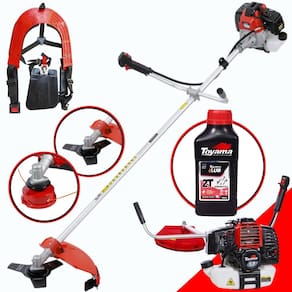 Roçadeira À Gasolina Toyama RT43-L 2T 43cc 1,7HP Modelo Completo C/ Lâmina, Carretel e Cinto de Sustentação Duplo + Óleo 2 Tempos