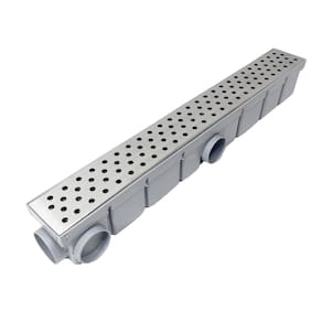 Ralo de Escoamento Inox 6 x 50cm Bolinhas Coletor Cinza Tela
