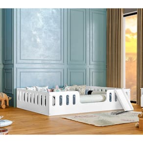 Cama Intanfil Helo Montessoriana Casal Branca com Escorregador - Divaloto