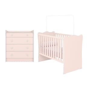 Jogo de Quarto Infantil Doce Sonho com Cômoda Trocador e Berço - Qmovi