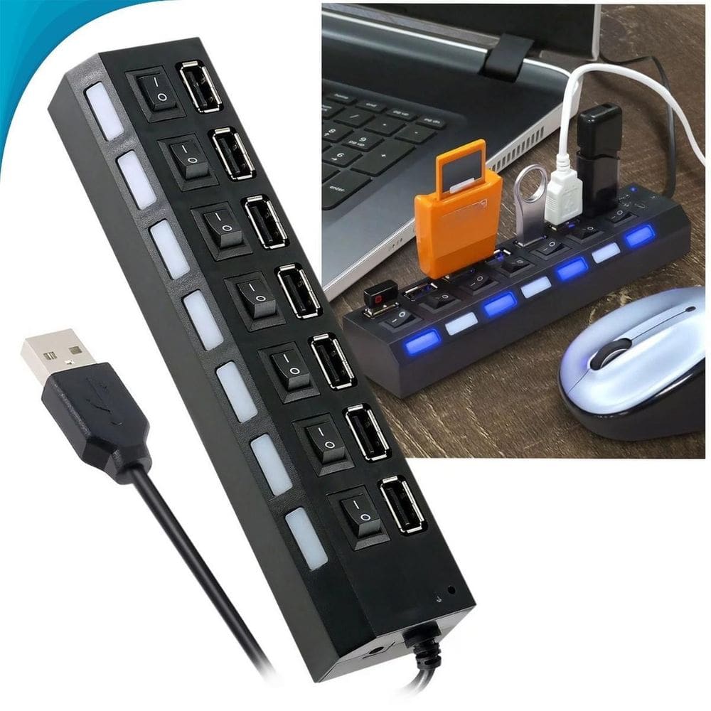 Adaptador Usb 7 Portas Para Hd Externo Dia Das Mães