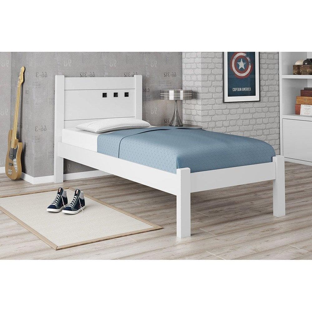 Cama Solteiro Paola II Branco com Colchão - Framar Móveis