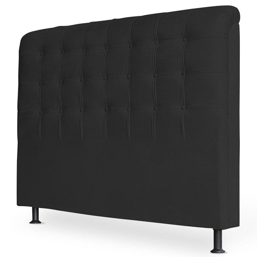 Cabeceira Estofada Box Casal Queen Louise 160cm Suede Preto