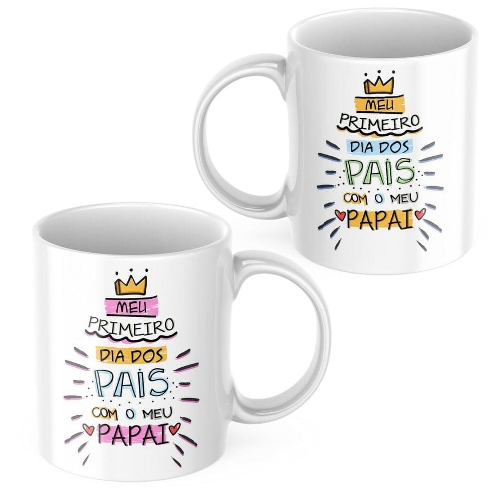 Kit com 2 Canecas Fofa Presente Dia dos Pais Frase Amorosa